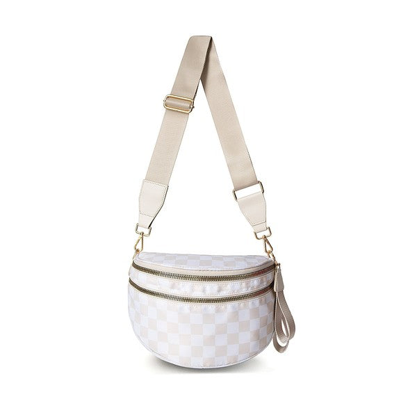 Checker Black White Crossbody Sling Check Bag